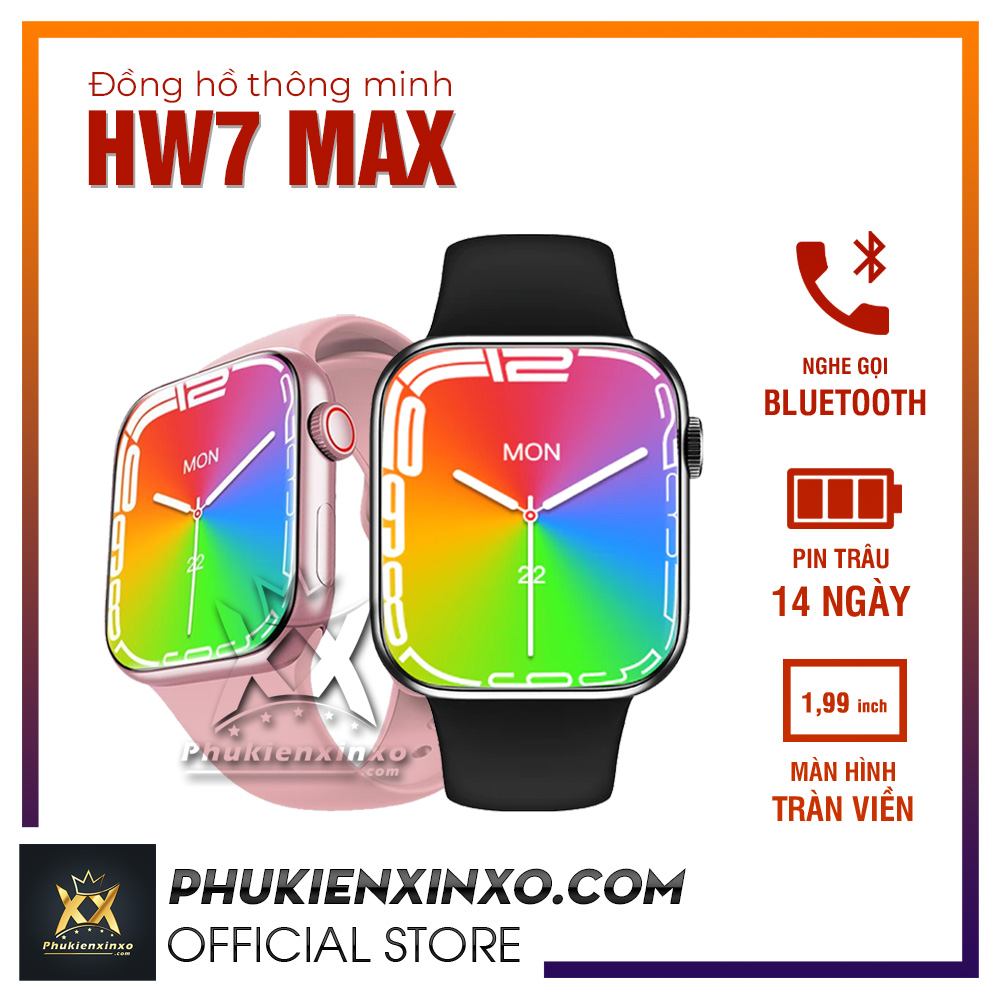Đồng hồ thông minh HW7 MAX bản Thép, màn hình tràn Viền